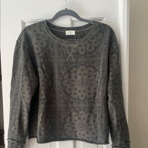 Women's Bandana Patterned Olive green and Black Sweatshirt